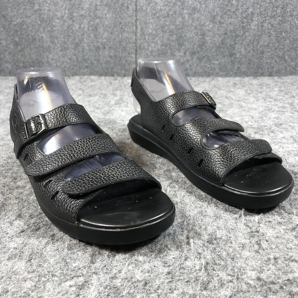 Propet Wedge Sandals Womens 12 Narrow Black Leather Slingback Comfort Shoes